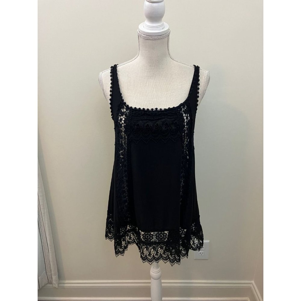Haute Society Black Tank Lace Inserts Size Small